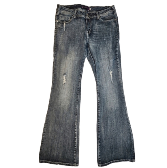 Vigoss Jeans Womens 9 Boot Cut Flare Demin Astric Design Embroidered Pockets - Picture 1 of 7